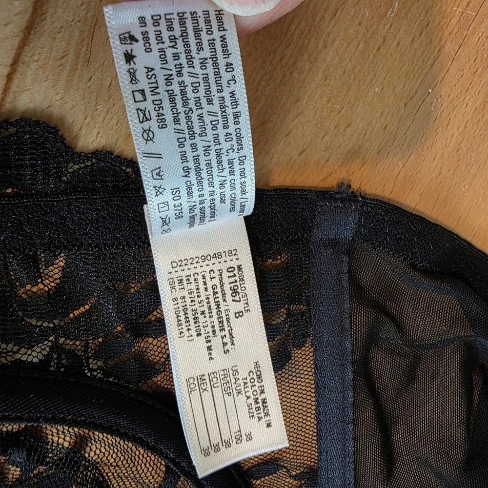 Leonisa Milan Sheer Lace Bustier Bralette with Underwire Floral Longline Bra 38B - Picture 9 of 13